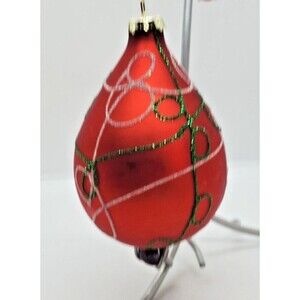 Pear Shape  with All the Colors of Christmas Red, Green, White Glitter  Ornament